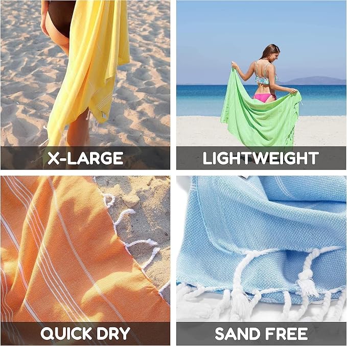 Turkish Beach Towels, Set of 12, Oversized 72"x40" - Red | Soft Hammam Peshtemal, Sand Free, Quick-Dry, Absorbent Bath Towel | Lightweight & Compact for Travel, Pool, Gym, Spa