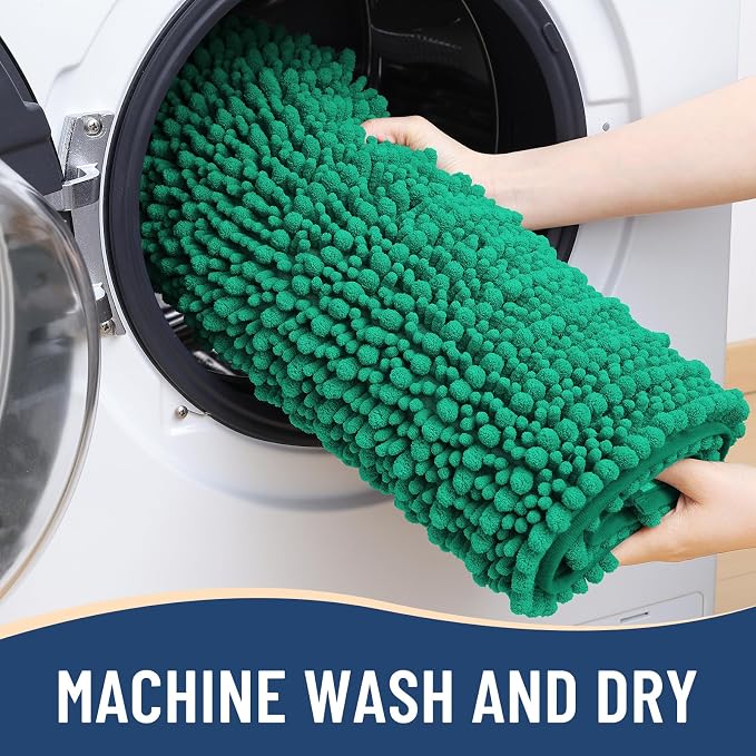 Arotive Bathroom Rugs Mat 36x24, Soft Absorbent Chenille Shaggy Bath Mat | Emerald, Machine Wash Dry, Bath Rugs for Bathroom Floor, Tub and Shower, Home Decor Accessories