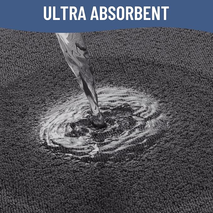 Smiry Memory Foam Toilet Rugs U Shaped 24x24, Extra Soft Bath Mat | Dary Grey Quick Dry, Machine Washable Bath Mats for Bathroom, Shower, Tub and Home Decor Accessories