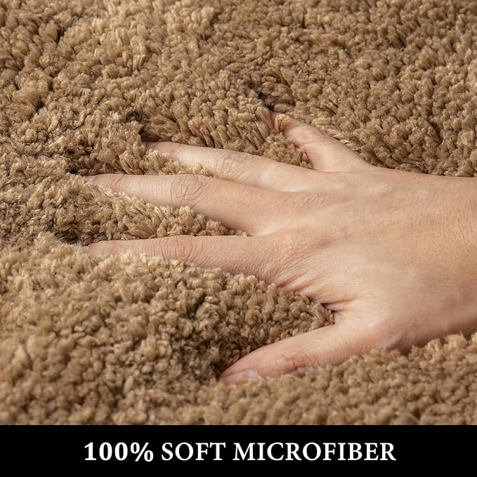 MIULEE Light Brown Large Bathroom Rugs Soft Microfiber Bath Mat 24x36 Inch | Absorbent, Non Slip, Quick Dry, Fluffy Bath Rugs for Bathroom Floor Tub Showers, Machine Washable