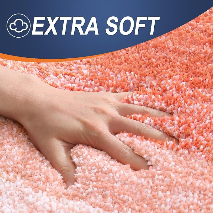 OLANLY Small Bathroom Rugs 24x16, Extra Soft Absorbent Microfiber Bath Rugs | Coral, Non-Slip Quick-Drying Rubber Backing, Washable Plush Bath Mat for Floor, Tub and Shower, Home Decor Accessories