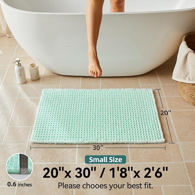 Triohero Waffle Bath Mat, Boho Bathroom Rugs Non Slip Washable, Ultra Soft Super Absorbent Quick Dry Farmhouse Bathroom Decor, 20" x 30", Sea Foam Blue | Super Absorbent Quick Dry Bath Rug, Non-Slip Backing, Soft Waffle Washable Farmhouse Bathroom Mats...