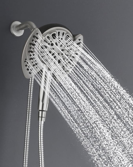 2 in 1 Shower Head with Handheld Combo High Pressure Nickel 1.8 GPM | 7.2" Rain Showerhead and 9 Spray Hand Held Shower, Adjustable Shower Angle, 59-inch Rotatable Stainless Steel Hose