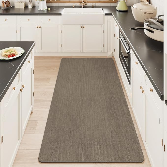 Mecko Bath Mat 24"x48",Ultra Thin Bathroom Rug fit Under Door Brown | -Non-Slip, Quick Dry, Absorbent Bathroom Rug Suit for Tile floors, Easy Care Shower Rug in Front of Bathtub, Sink, Shower