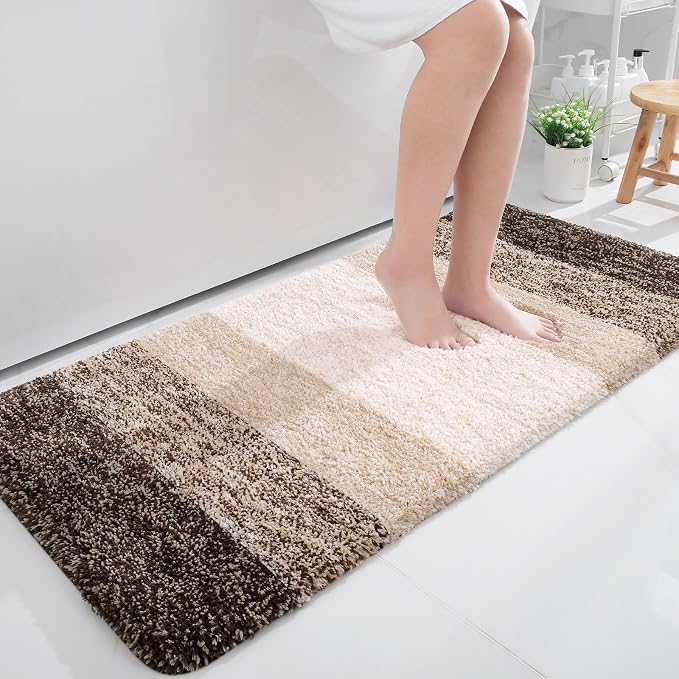 OLANLY Large Bathroom Rugs 50x30, Extra Soft Absorbent Microfiber Bath Rugs | Light Brown, Non-Slip Quick-Drying Rubber Backing, Washable Plush Bath Mat for Floor, Tub and Shower, Home Decor Accessories