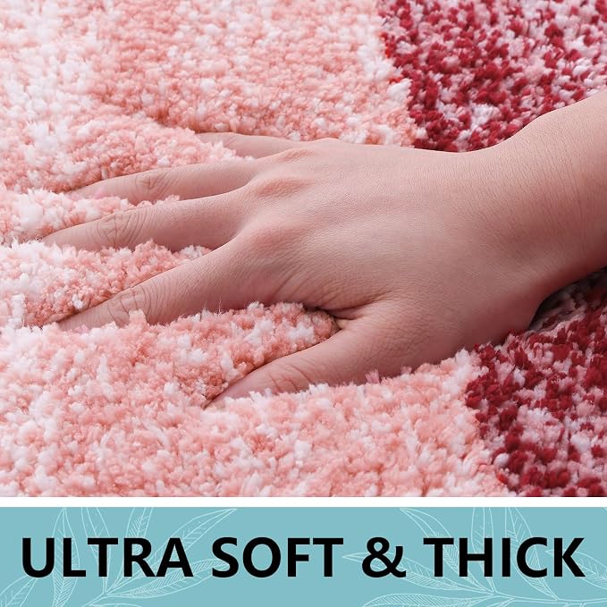 Arotive Microfiber Bathroom Rugs, Shaggy Soft Absorbent Bath Rug, 47x20 | Burgundy, Rubber Backing Thick Plush Machine Washable Dry Bath Mats for Bathroom, Tub and Shower, Rectangular