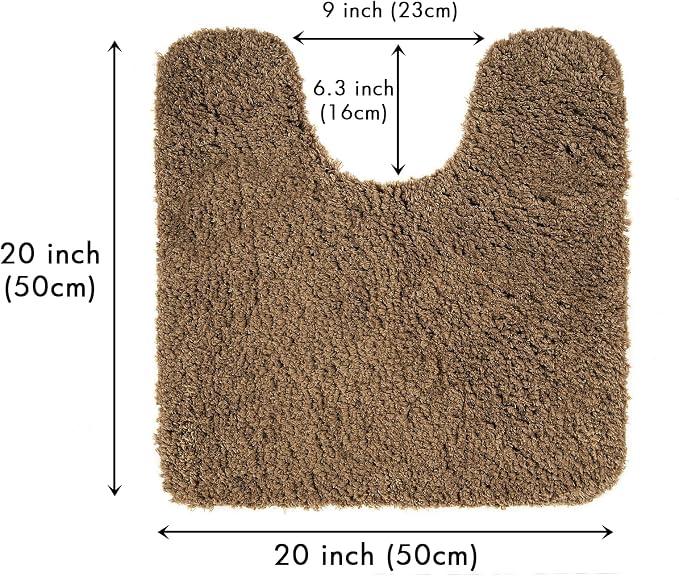 MIULEE Light Brown Microfiber Toilet Bath Rug U-Shaped Contour 20x20 Inch | Absorbent, Non Slip, Quick Dry, Fluffy Bath Rugs for Bathroom Floor Tub Showers, Machine Washable