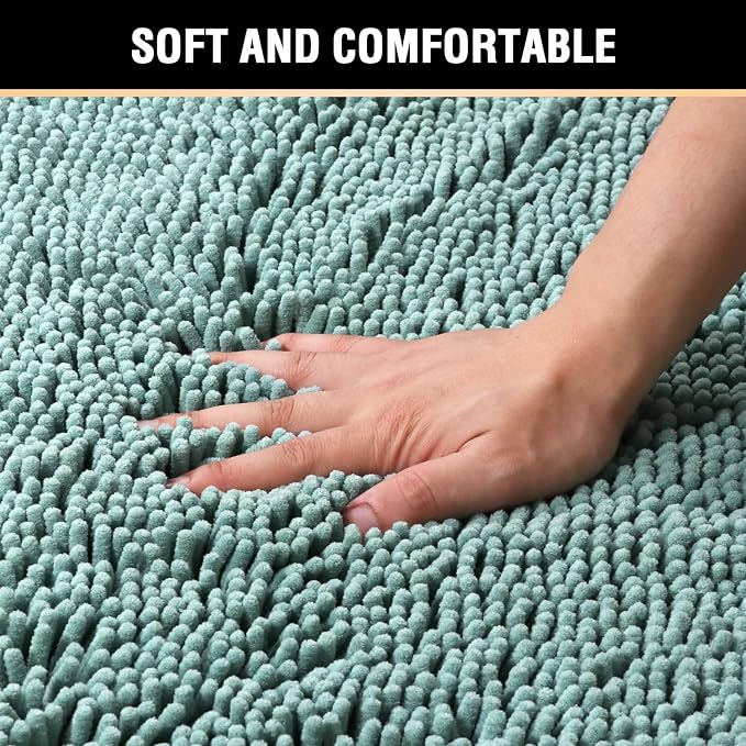 H.VERSAILTEX Bath Mat for Bathroom Non Slip Luxury Chenille Ultra Soft Bath Rugs 24x36 Absorbent Non Skid Shaggy Rugs Washable Dry Fast Plush Area Carpet Mats, Eggshell Blue
