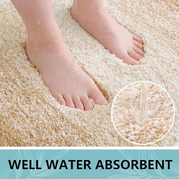 Arotive Microfiber Bathroom Rugs, Shaggy Soft Absorbent Bath Rug, 34x21 | Beige, Rubber Backing Thick Plush Machine Washable Dry Bath Mats for Bathroom, Tub and Shower, Rectangular