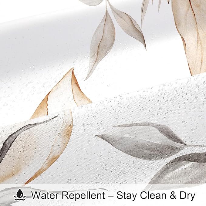 Litabel Small Stall Boho Watercolor Floral Shower Curtain 36 x 72, Brown and Grey Ink Painting Style Flower Shower Curtains for Chic Elegant Bathroom, Tan Artistic Narrow Half Size Shower Curtain