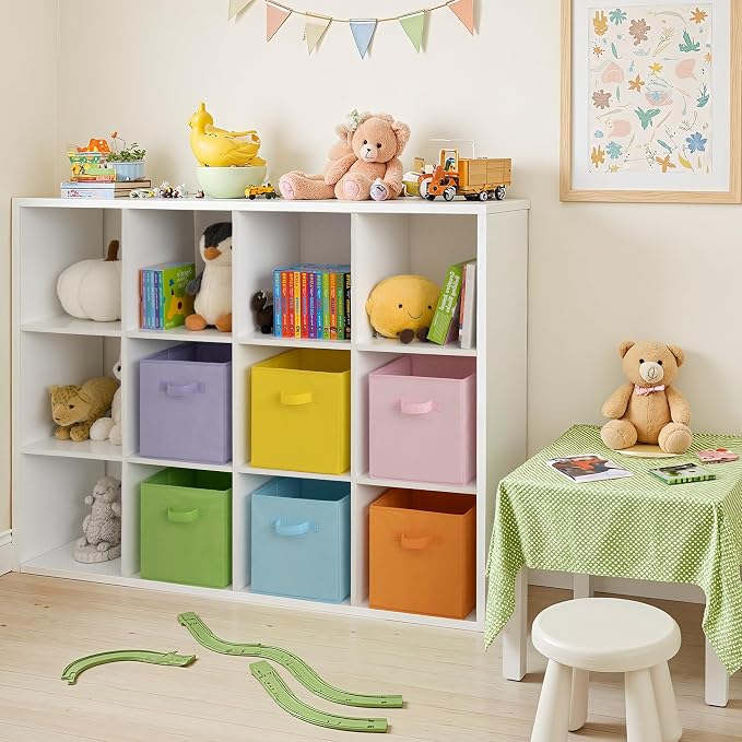 Cupic Cupid 6-Pack 11x11 Cube Storage Bins, Fabric Bins, Pastel Colors | Foldable, Reinforced Front Handle, Holds Toys, Stuffed Animals, Clothes and More, Fits Shelves, Playroom, Nursery, Cubby