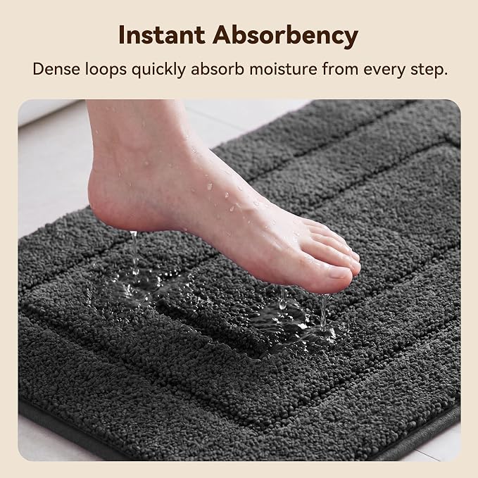 GRANNY SAYS Charcoal Gray Bathroom Rug 16" x 24", Non-Slip Bath Mat | Ultra-soft, with durable TPR backing for reliable grip, fast water absorption, machine washable for small bathroom spaces