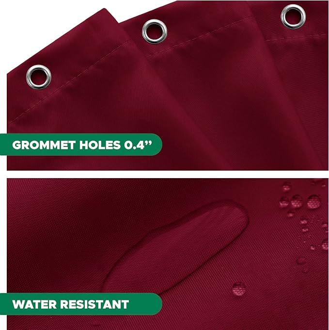 Biscaynebay Extra Long Fabric Shower Curtain Liners 72" Width by 84" Length, Burgundy Water Resistant Bathroom Curtains Rust Resistant Grommets Top Weighted Bottom Machine Washable