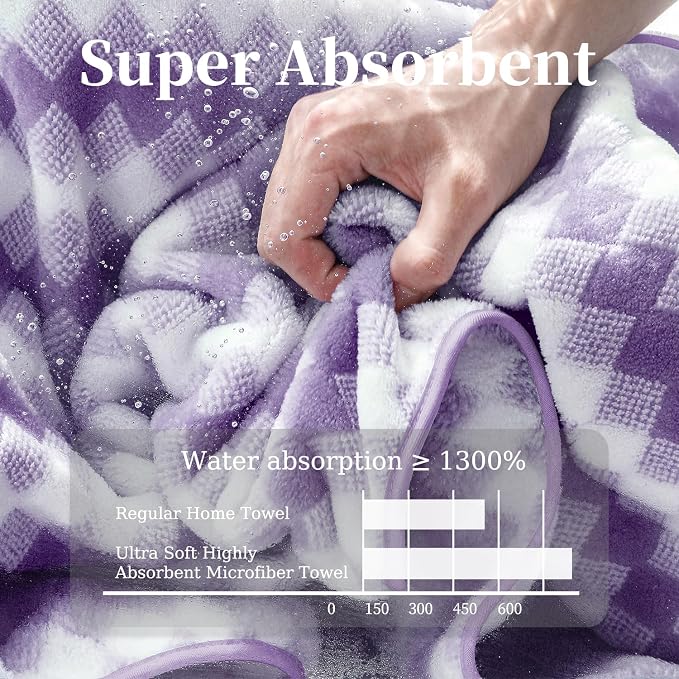 8 Piece Bathroom Towel Set |2 Oversized Bath Towels,2 Hand Towels,4 Washcloths| 600GSM Soft Hotel Towel Set Extra Large Bath Sheet for Bathroom,Highly Absorbent Quick Dry Bath Towel Collections,Plum