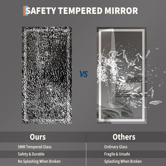 Large LED Bathroom Mirror 60x36 Inch - Frontlit & Backlit Frameless Wall Vanity Mirror with Stepless Dimming, Adjustable Color Temp, Anti-Fog Defogger, Smart Memory & 3X Suction Mirror, Sha