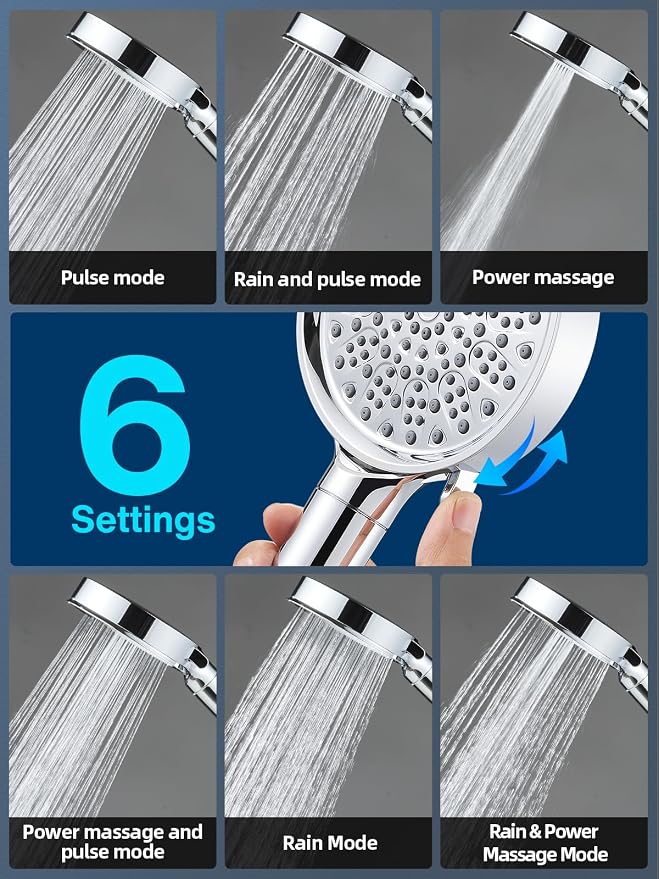 Cobbe Filtered Shower Head with Handheld - Filters Over 99% Of Chlorine | 2.0 Carbon Shower Head Filter System - Water Softener Filters Beads for Hard Water - Reduces Dry Itchy Skin, Chrome