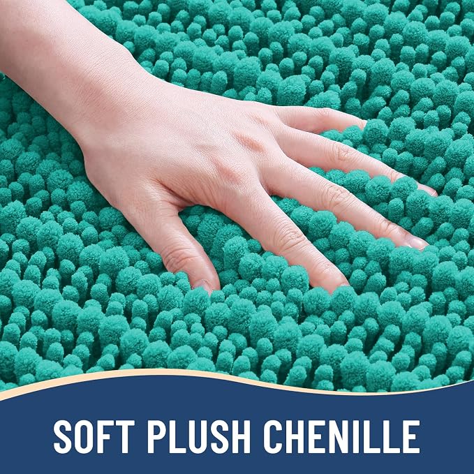 Arotive Bathroom Rugs Mat 30x20, Soft Absorbent Chenille Shaggy Bath Mat | Teal, Machine Wash Dry, Bath Rugs for Bathroom Floor, Tub and Shower, Home Decor Accessories