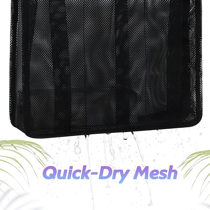famichan Portable Mesh Shower Caddy, Gym Travel Camp Dorm Room Essentials for College Student Boy Girl, Bathroom Shower Bag - Black
