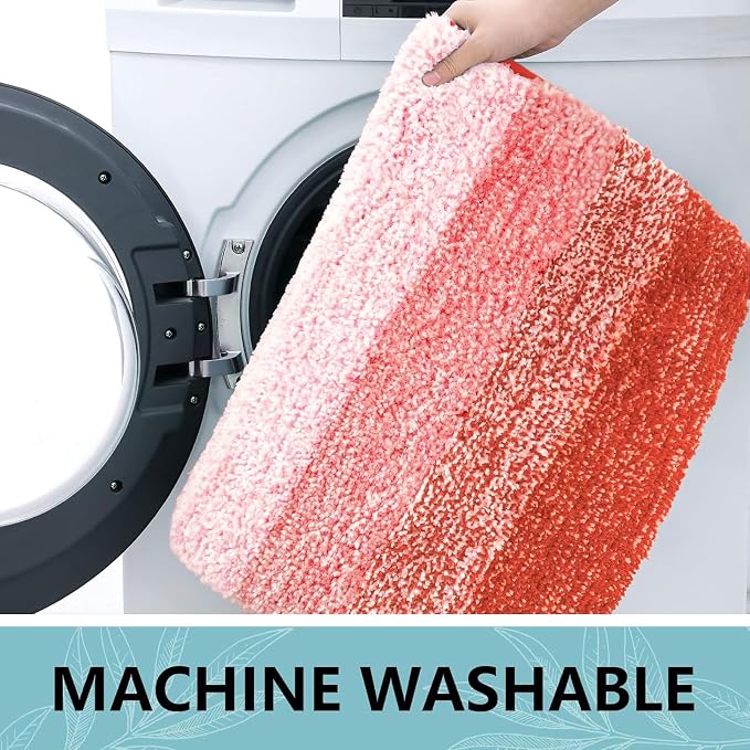 Arotive Microfiber Bathroom Rugs, Shaggy Soft Absorbent Bath Rug, 30x20 | Coral, Rubber Backing Thick Plush Machine Washable Dry Bath Mats for Bathroom, Tub and Shower, Rectangular