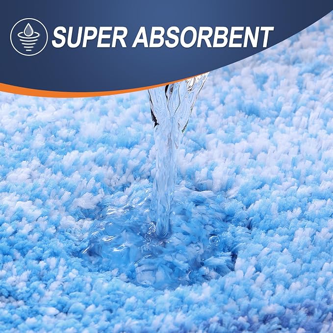 OLANLY Bathroom Runner Rug 47x17, Extra Soft Absorbent Microfiber Bath Rugs | Light Royal Blue, Non-Slip Quick-Drying Rubber Backing, Washable Long Bath Mat for Floor, Tub and Shower, Home Decor