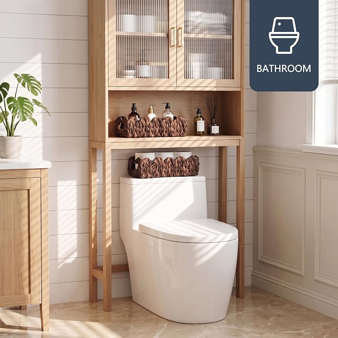 Toilet Tank Basket for Bathroom,Scalloped Edge Wicker Basket for Toilet Paper Storage,Small Baskets for Countertop,Shelves,Living Room,Bedroom,Bath Organizer&Decor,Water Hyacinth,Brown,2 Pack