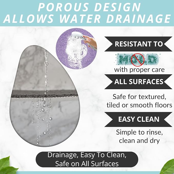 Enkosi Loofah Shower Mat Non-Slip - Anti-Slip Bath Mat for Inside Showers, Tub, Bathtub, Bathroom - Quick Dry PVC with Drain Holes - Cushioned Safety Grip - Secure for Kids and Elderly (Purple 24x24)