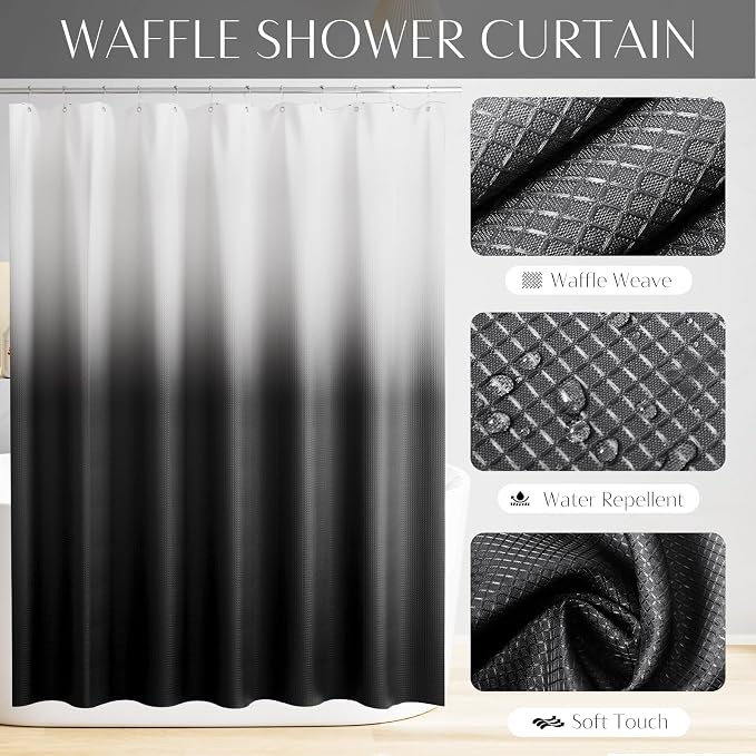 Bathroom Sets with Shower Curtain and Rugs Bathroom Accessories Set Black Bathroom Set,Soap Dispenser & Toilet Brush Holder Set with Stainless Steel Trash Can(23 PCS)