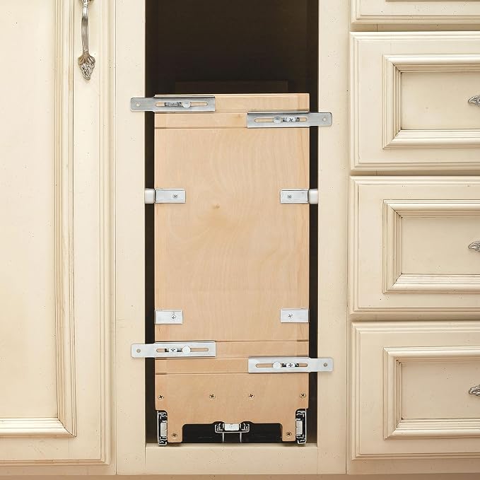 Rev-A-Shelf Pullout Bakeware Organizer w/Soft-Close, Min Opening 5.5" Wide | Wooden Storage Organization w/ Ball Bearing Slides, Full Height Base Kitchen Cabinets, Foil Wrap/Tray Divider, 447-BCBBSC-5C