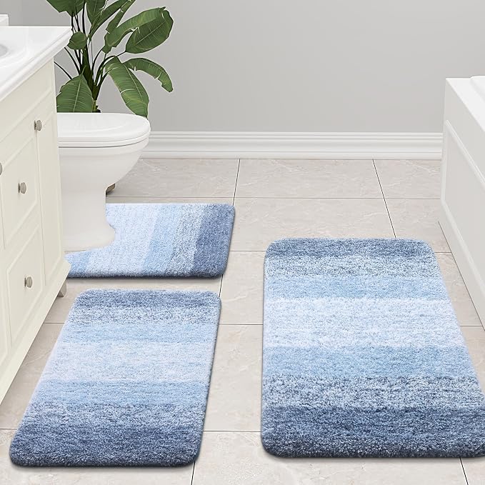 Arotive Microfiber Bathroom Rugs, Shaggy Soft Absorbent Bath Rug, 30x20 | LightBlue, Rubber Backing Thick Plush Machine Washable Dry Bath Mats for Bathroom, Tub and Shower, Rectangular