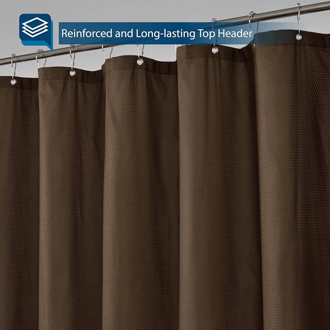 Barossa Design Soft Microfiber Shower Liner or Curtain Chocolate Brown | Hotel Quality, Machine Washable, Water Repellent 70W x 72H Lightweight Fabric Shower Curtain for Bathroom/Tub