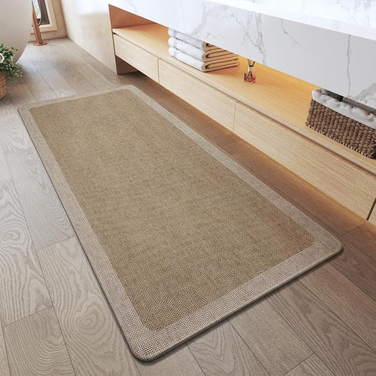Bathroom Runner Rug, Long Thin Bath Mat Fit Under Door, Brown 24x48 | Quick Dry Absorbent, Rubber Backing Washable Large Bathmat, Shower Mat for Bathroom Floor, Tub and Outside Shower, Home Decor