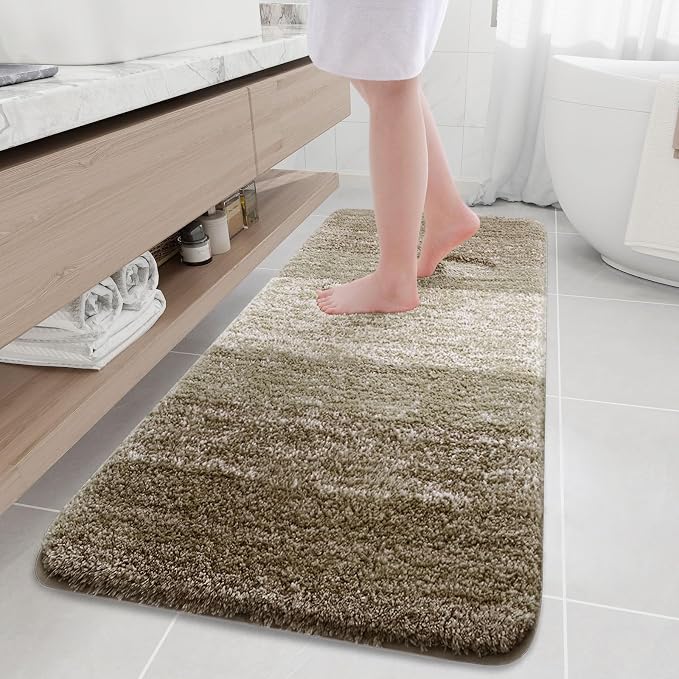 Arotive Microfiber Bathroom Rugs, Shaggy Soft Absorbent Bath Rug, 70x24 | Coffee, Rubber Backing Thick Plush Machine Washable Dry Bath Mats for Bathroom, Tub and Shower, Rectangular
