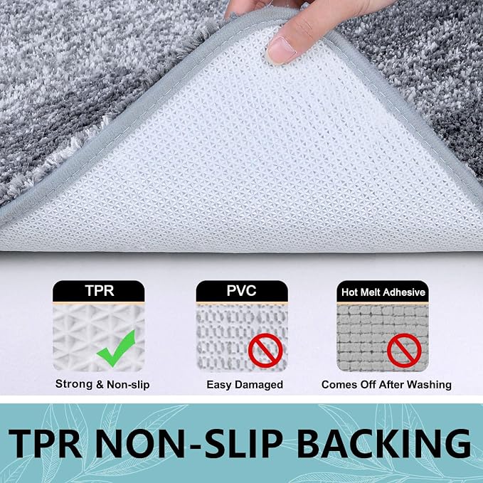 Arotive Microfiber Bathroom Rugs, Shaggy Soft Absorbent Bath Rug, 40x24 | Grey, Rubber Backing Thick Plush Machine Washable Dry Bath Mats for Bathroom, Tub and Shower, Rectangular
