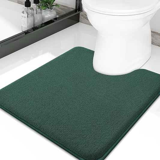 Smiry Memory Foam Toilet Rugs U Shaped 20x20, Extra Soft Bath Mat | Green Quick Dry, Machine Washable Bath Mats for Bathroom, Shower, Tub and Home Decor Accessories