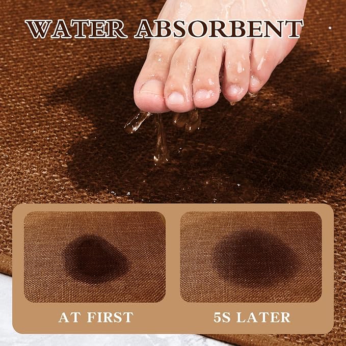 Bathroom Rugs Mat 59x24, Ultra Thin Non Slip Bath Mat Large Quick Dry Absorbent Bath Mat for Bathroom Floor, (Rust, 59"x24")