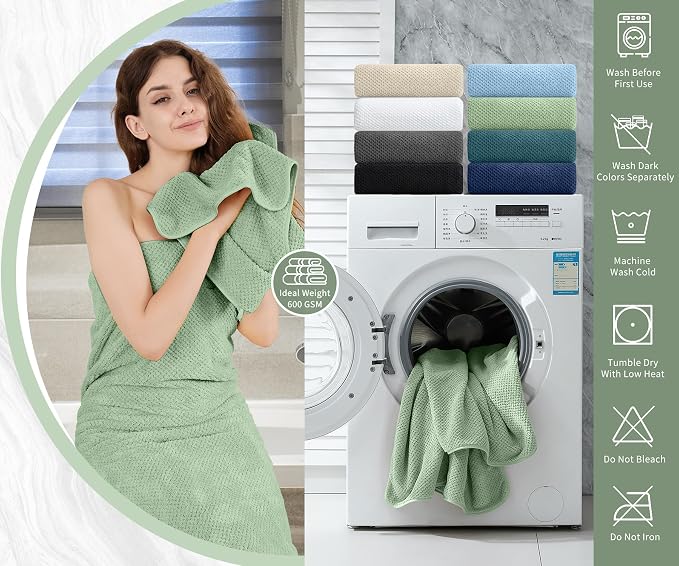 Hand Towels Set 2 Pack-16“x31”,Ultra Soft Microfibers Bathroom Towel Set Highly Absorbent Quick Dry Luxury Premium Towel Lightweight Durable Hand Towel Collection for Hotel Spa Gym Kitchen,Green