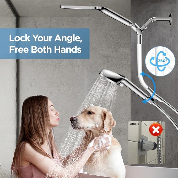 MakeFit Dual Filtered Rain Shower Head Combo, High Pressure Handheld Shower Head with Adjustable Bar - Rainfall Shower Head And Showerhead with Filter for Hard Water - Removes Chlorine