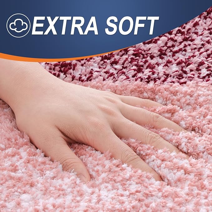 OLANLY Bathroom Rugs Mat 36x24, Extra Soft Absorbent Microfiber Bath Rugs | Red, Non-Slip Quick-Drying Rubber Backing, Machine Washable Plush Bath Mat for Floor, Tub and Shower, Home Decor Accessories