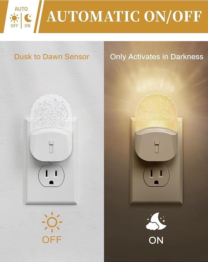 LED Night Light,Baby Night Lights[4 Pack],Plug in NightLight | Auto Dusk to Dawn Sensor,Adjustable Brightness,NightLights for Kids Bathroom Bedroom Nursery Room,Soft White 3000K