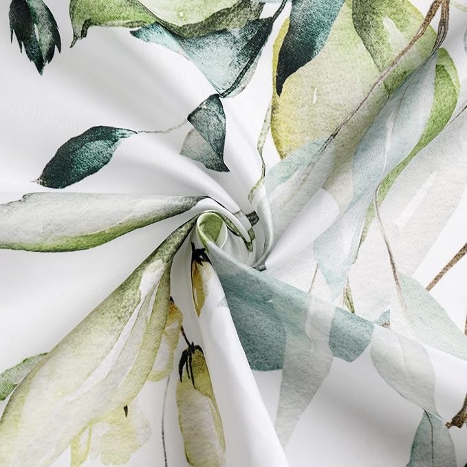 Sage Green Eucalyptus Shower Curtain, Floral Print, 54x72 | Watercolor Plant Leaves Floral Print, Stall Waterproof Fabric Bathroom Decor, Machine Washable, Rustproof Grommets