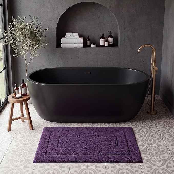 GRANNY SAYS Purple Bathroom Rug 32" x 20", Non-Slip Microfiber Bath Mat | Ultra-soft, durable TPR backing for reliable grip, fast water absorption, machine washable for Vanity, Shower, Tub