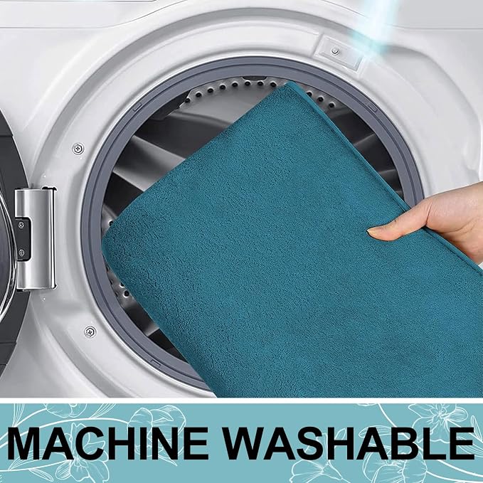 Smiry Memory Foam Bath Mat 59x24, Extra Soft and Absorbent Bathroom Rugs | Peacock Blue, Quick Dry Machine Washable Non-Slip Bath Mat for Bathroom Floor, Shower and Tub
