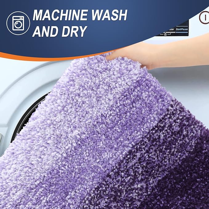 OLANLY Bathroom Rugs Mat 34x21, Extra Soft Absorbent Microfiber Bath Rugs | Violet, Non-Slip Quick-Drying Rubber Backing, Washable Plush Bath Mat for Floor, Tub and Shower, Home Decor Accessories