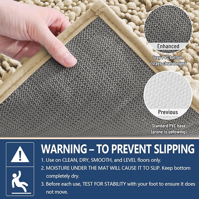 Arotive Bathroom Rugs Mat 47x17, Soft Absorbent Chenille Shaggy Bath Mat | Beige, Machine Wash Dry, Bath Rugs for Bathroom Floor, Tub and Shower, Home Decor Accessories