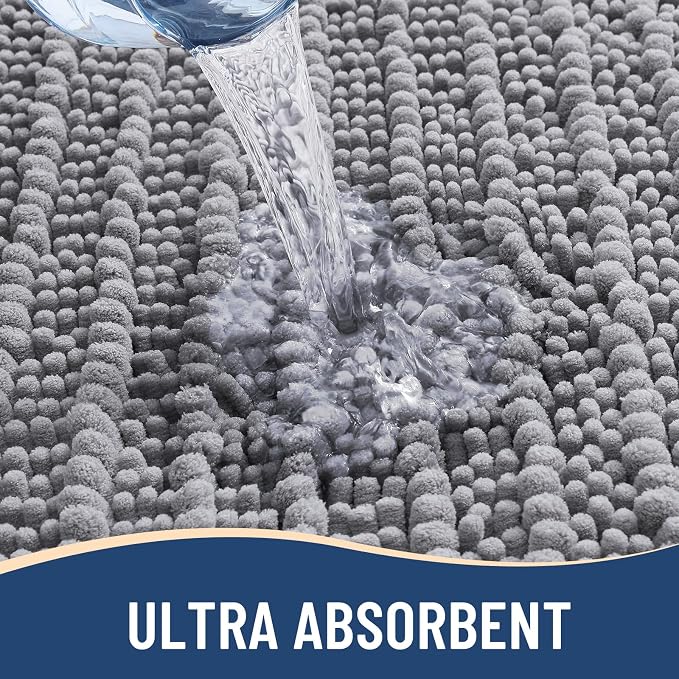 Arotive Round Bathroom Rugs 30x30, Soft Absorbent Chenille Shaggy Bath Mat | Grey, Machine Wash Dry, Bath Rugs for Bathroom Floor, Tub and Shower, Home Decor Accessories