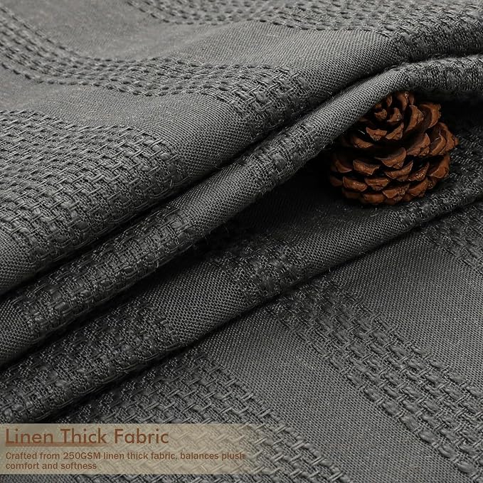Extra Long Boho Shower Curtain 84 Inch Long, Modern Farmhouse Heavy Duty Textured Soft Fabric, Rustic Country Luxury Cloth Shower Curtain with Tassel for Bathroom Hotel, 72Wx84L, Charcoal Grey