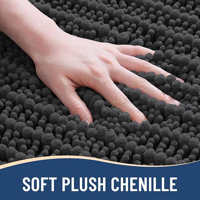 Arotive Bathroom Rugs Mat 45x27, Soft Absorbent Chenille Shaggy Bath Mat | Dark Grey, Machine Wash Dry, Bath Rugs for Bathroom Floor, Tub and Shower, Home Decor Accessories