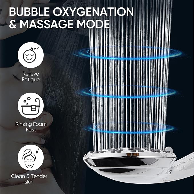 Cobbe 8-Setting Handheld Shower Head, Water-Saving Design, Chrome | Trickle Pause Mode, 5ft Stainless Steel Hose, Brass Swivel Bracket, Tool-Free Installation