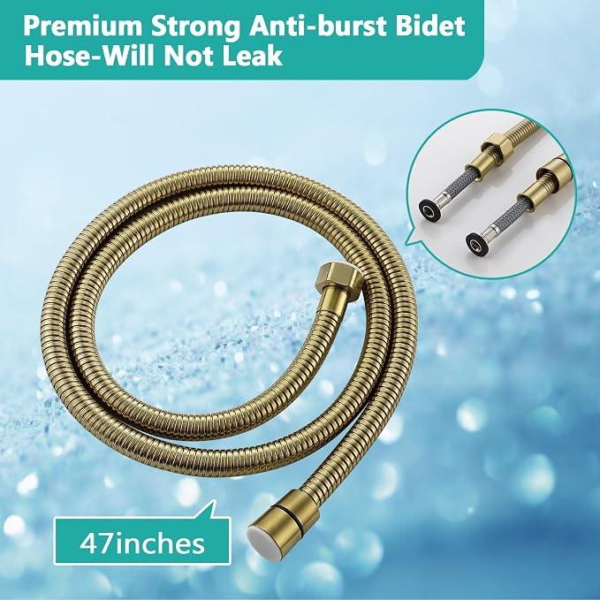BARROCK Bidet Sprayer for Existing Toilet, Advanced Handheld Ergonomic Jet Spray Set with Precision Water Pressure Control for Muslim Shower/Feminine Hygiene/Pet Cleaning, Brushed Gold