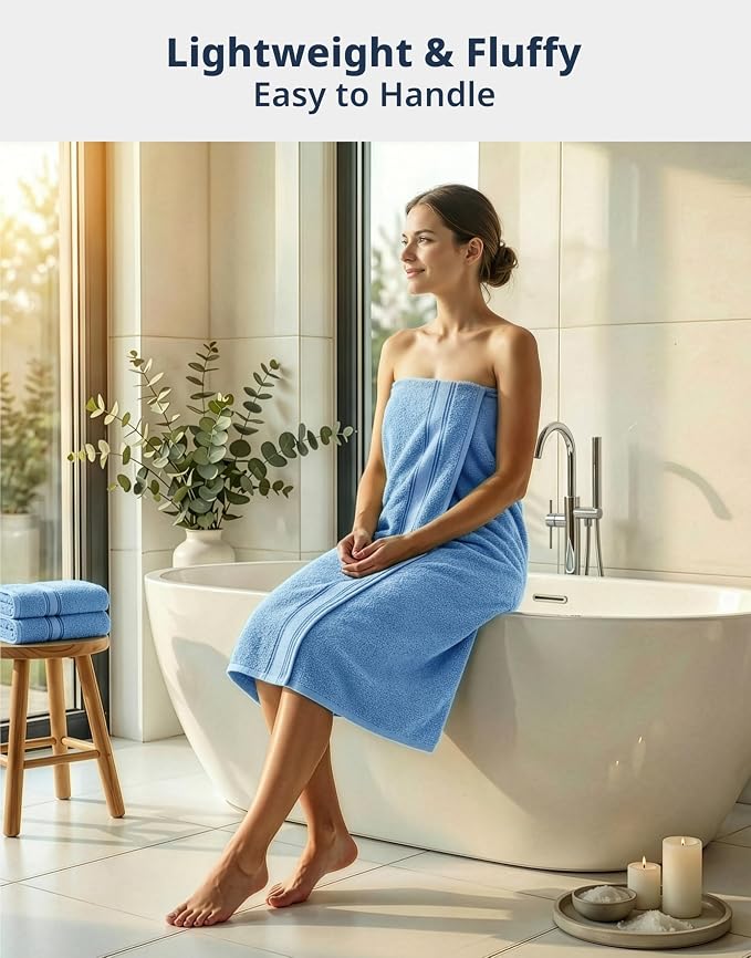 LANE LINEN Bath Towel Set Quick Dry 100% Cotton 4 Piece Soft - Allure | Cotton Towels - Classic Terry Weave, Densely Woven, Coordinated Colors, Dobby Border Accent, OEKO-TEX Certified